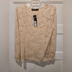 NWT Lace Long Sleeve Top - Cream